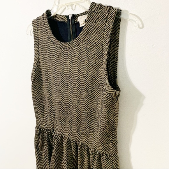 J. Crew Factory Style 06624 Sleeveless Ponte Knit  Dress Taupe Black Herringbone - Picture 4 of 12